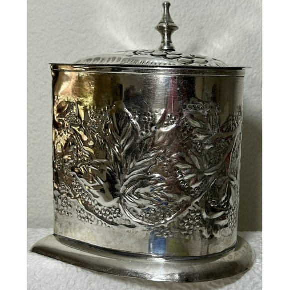 Heart Shaped Repousse Tea Caddy/trinket Box With Finial Epns Made In India Vtg - Picture 4 of 12